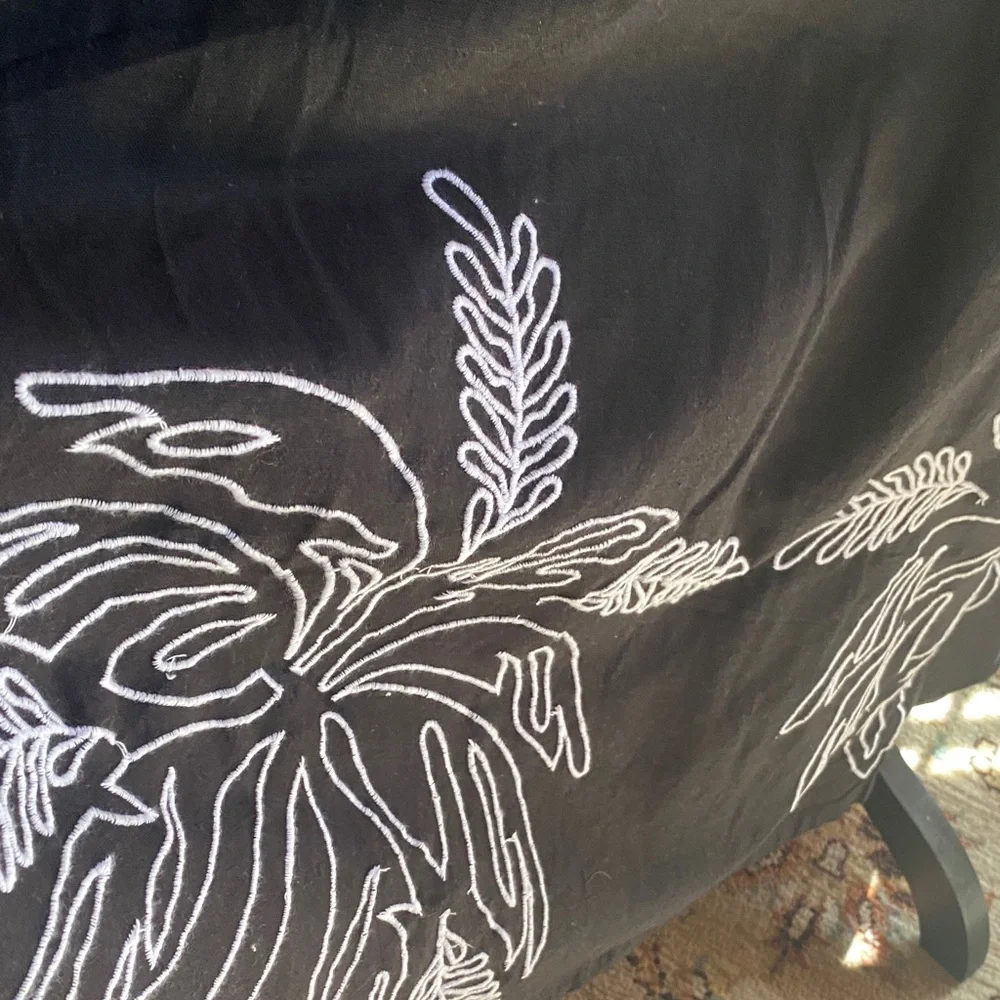 Lea Black Maxi Dress with White Embroidered Floral Detail - Picture 2 of 8